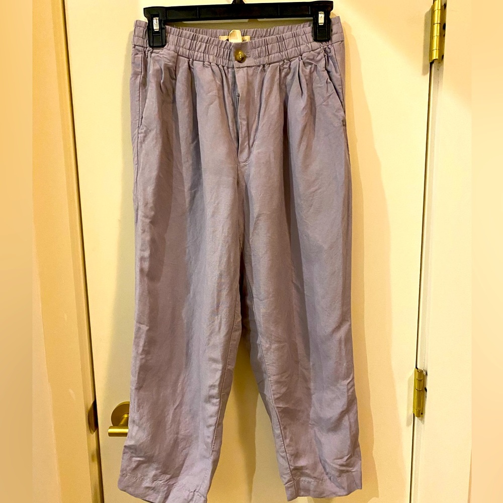 NWOT Madewell Petite Linen-Blend Pull-On Tapered Pants